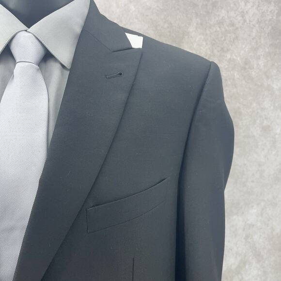 Jos A Bank Signature Collection Mens 43L Black Tailored Fit Blazer Suit Jacket - Picture 2 of 8